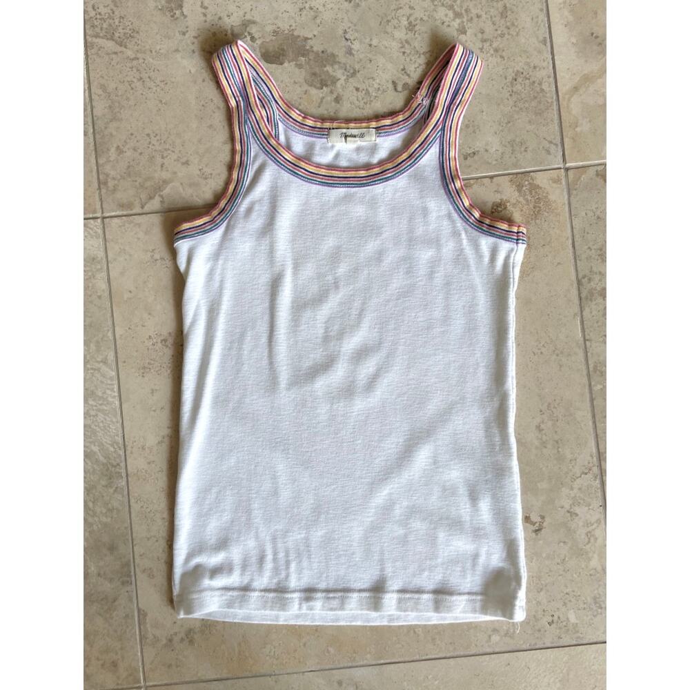 Madewell cream/stripe trim sleeveless tank top, XS